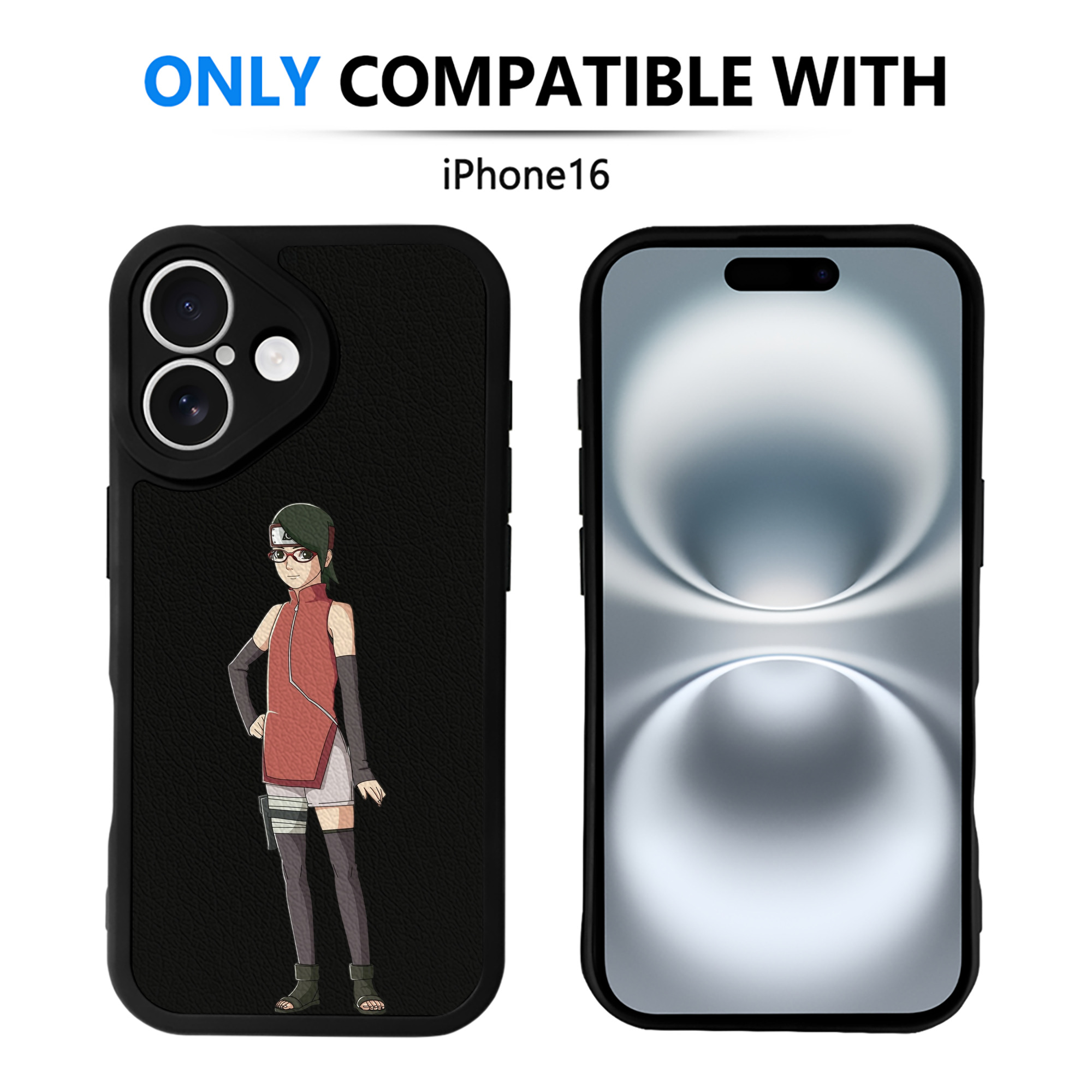 （画像用） NARUTO -ナルト- うちは サラダ Uchiha Sarada 【iPhone 16シリーズ対応】シリコンスマホケース（レザー調） 材質：シリコン